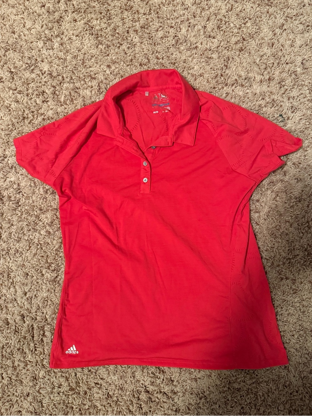adidas pink Short-Sleeve Polo Shirt